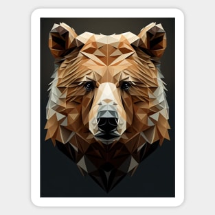 Triangle Bear - Abstract polygon animal face staring Sticker